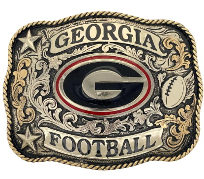 Georgia Football Classic belt buckle with rope edge